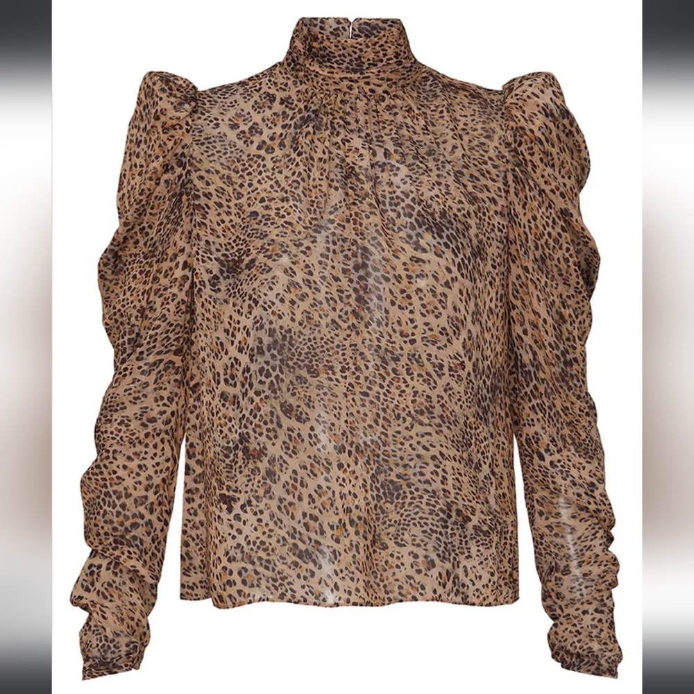 Monique Lhuillier Leopard Print Blouse